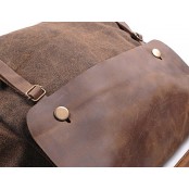 03TM Płócienna damska torba worek na ramię crossbody MAIL™ z dodatkami ze skóry naturalnej 